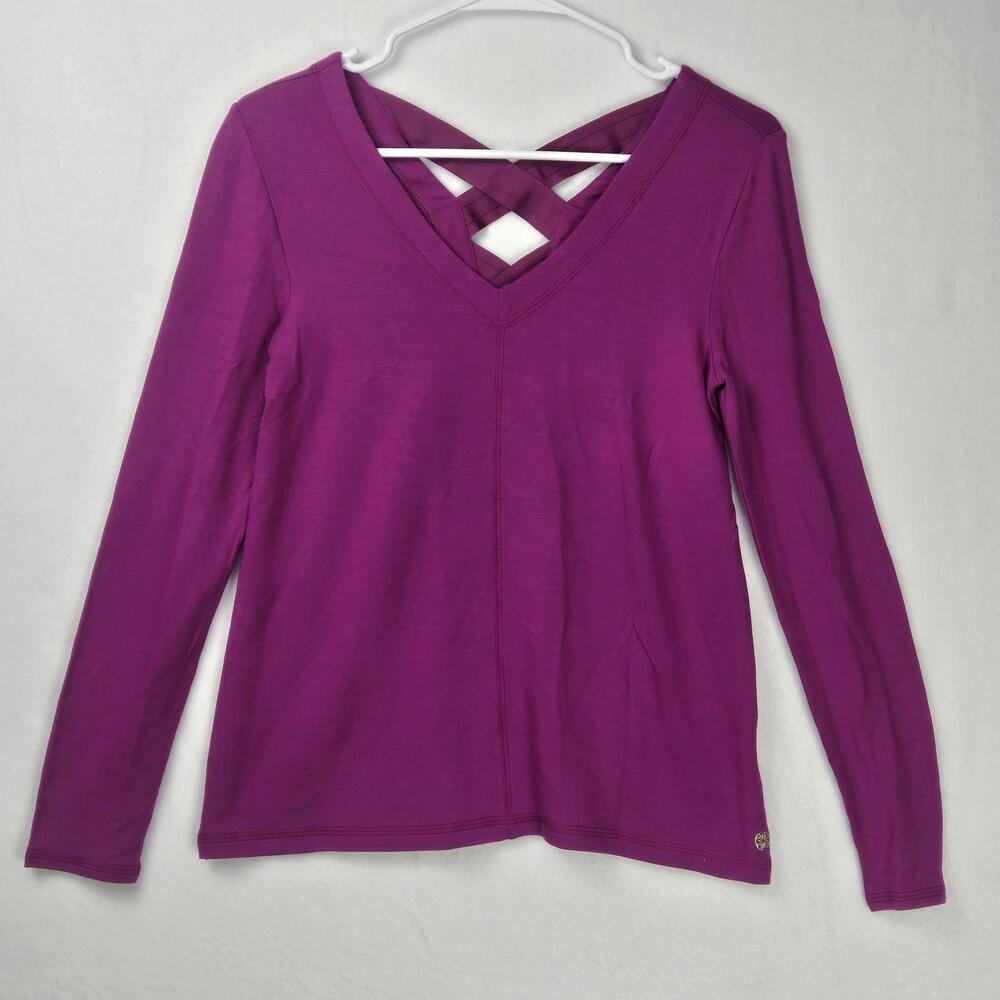 Lilly Pulitzer Long Sleeve V-Neck Top with Criss-Cross Back - Purple Size XXS